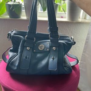 Marc by Marc Jacobs Blue Leather Satchel, Shifty Turnlock Closure